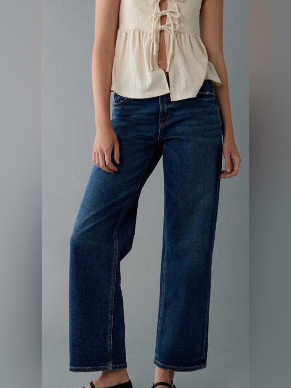 American Eagle Outfitters Dark Blue Wide-Leg Jeans